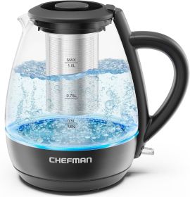 Electric Kettle with Tea Infuser, 1L 1500W, Removable Lid for Easy Cleaning, Boil-Dry Protection, Stainless Steel Filter, BPA Free